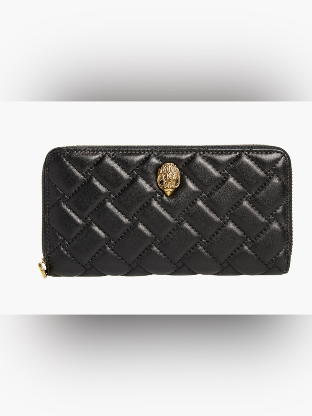 Kurt Geiger black quilted leather zipper wallet black